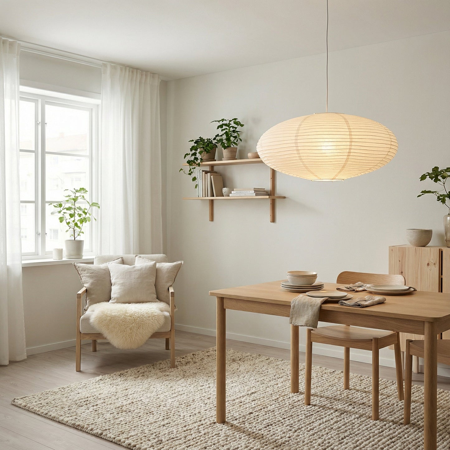 Zeni | Moderne Ovale Wabi Sabi Papieren Hanglamp