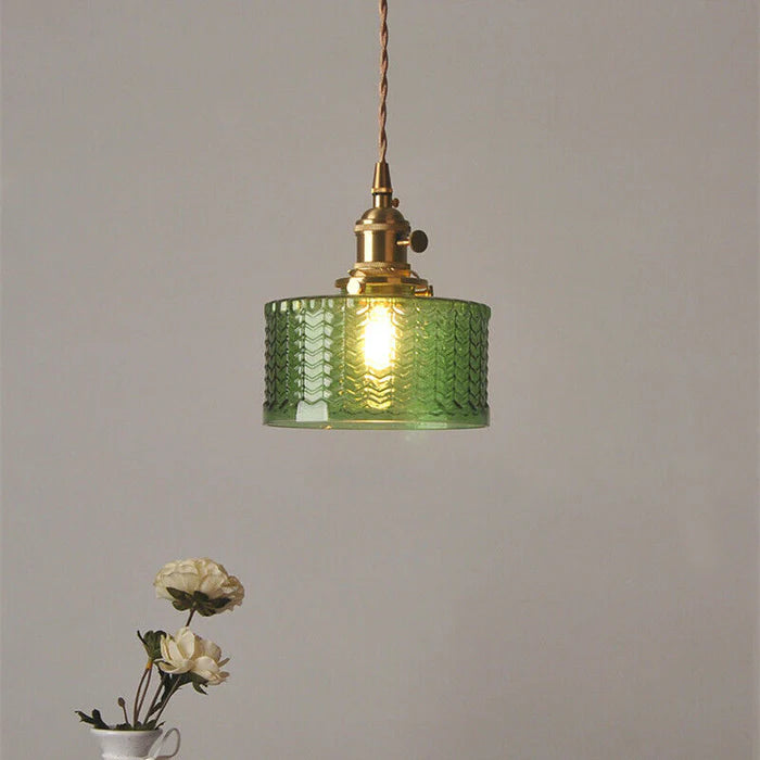 Viridis | Retro Textuur Glazen Cilinder Hanglamp