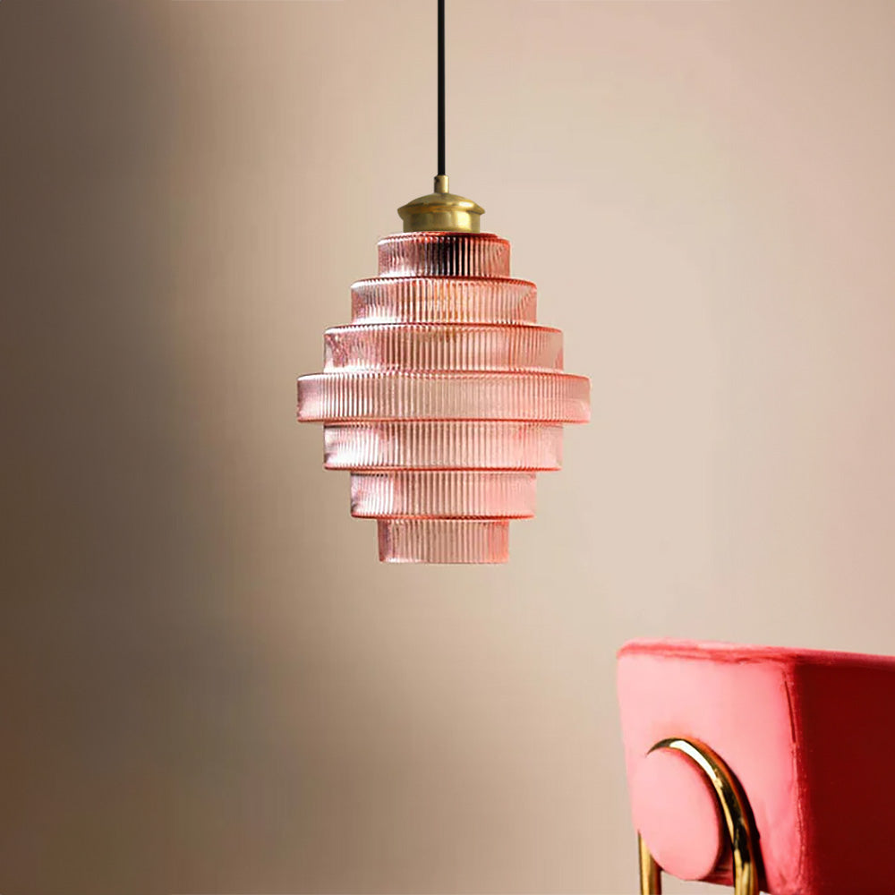 Auris | Antieke Laag Ribbelglas Hanglamp