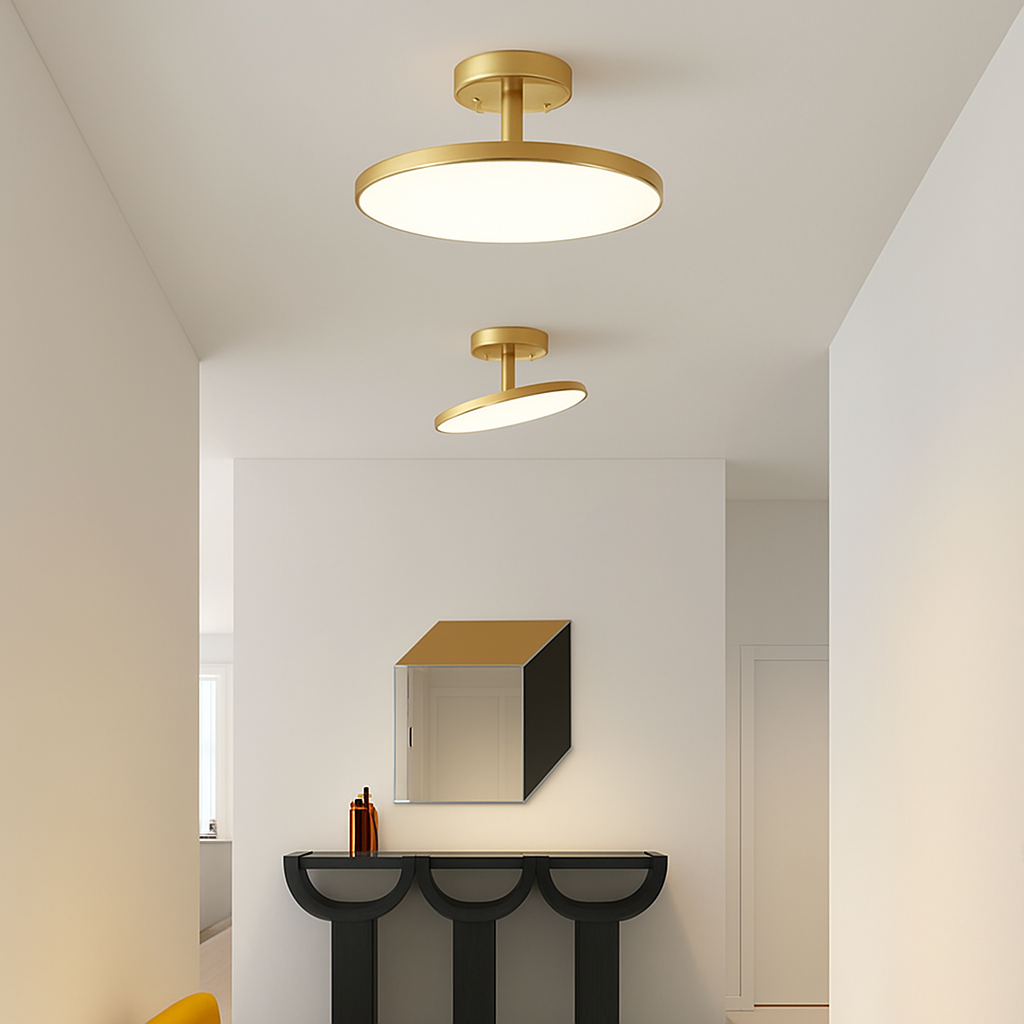 Verust | Minimalistische Draaibare Cirkelvormige Koperen Moderne Plafondlamp