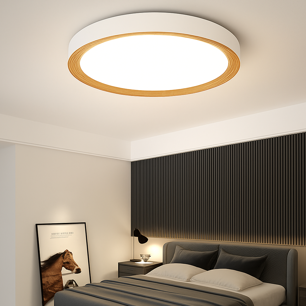 Trellion | Noordse Cirkelvormige Houtnerf Stijl Opbouw Plafondlamp