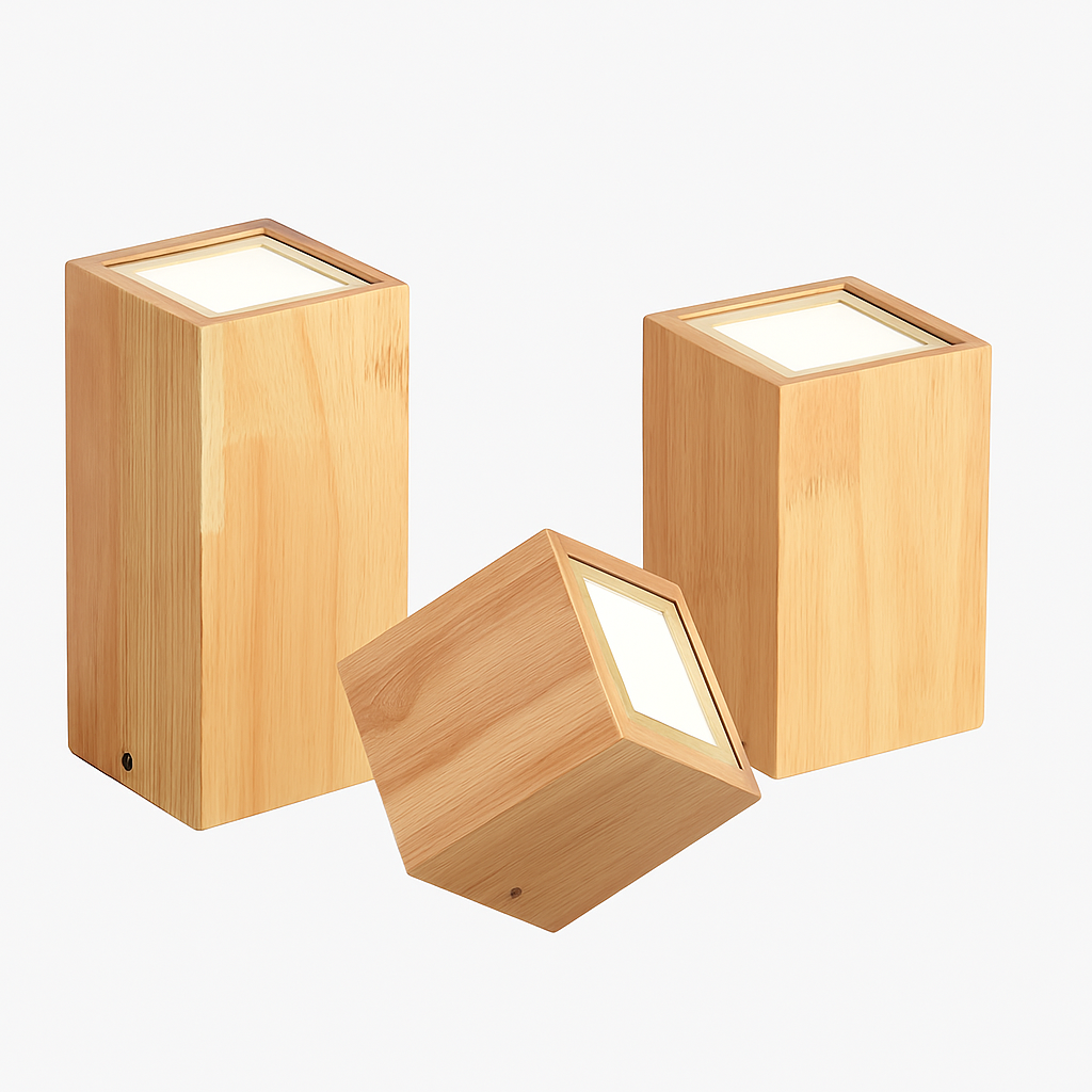 Veltario | Minimalistische Houten Kubus Plafondspotarmatuur