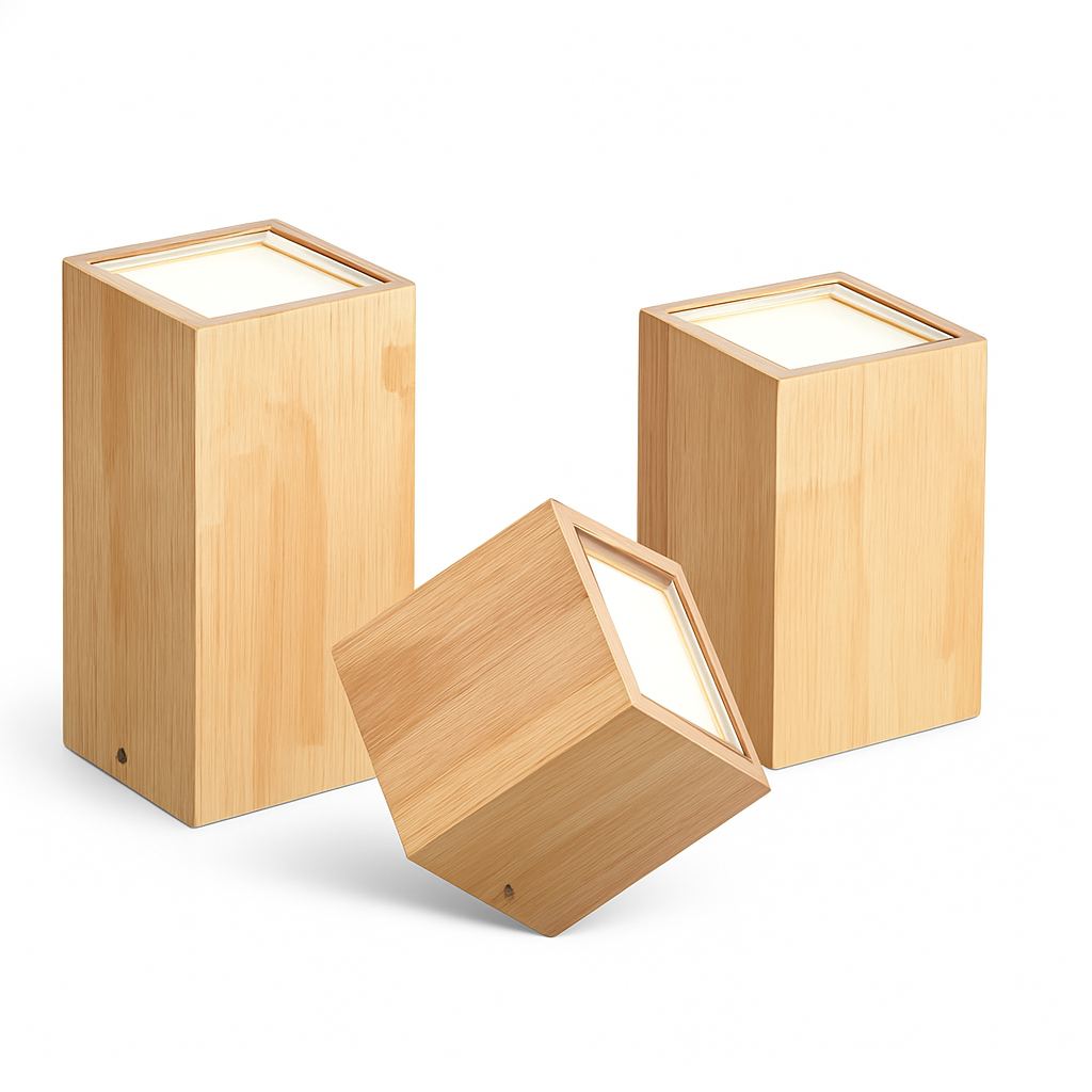 Veltario | Minimalistische Houten Kubus Plafondspotarmatuur