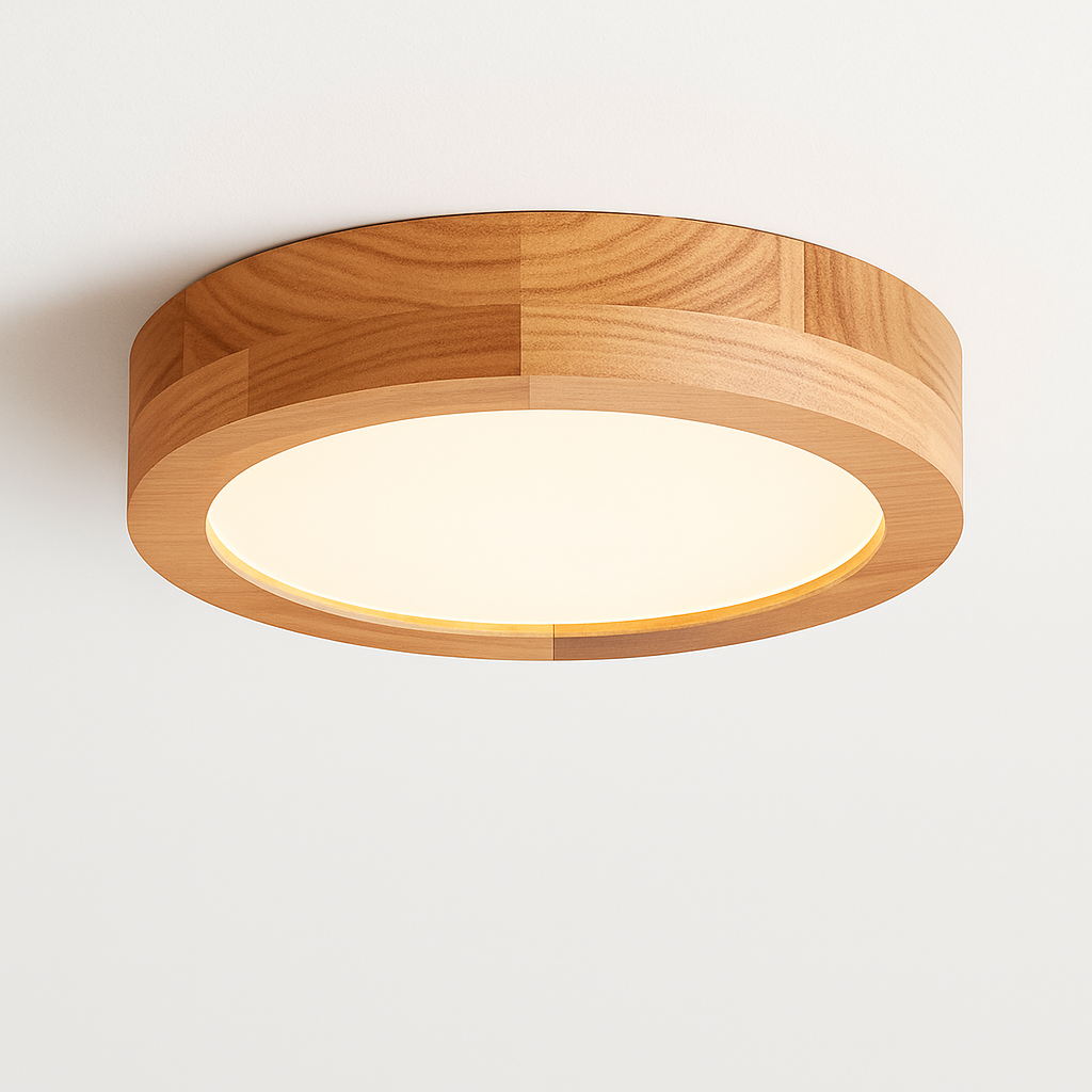 Veldonna | Noordse Ronde Houtnerf Geometrische Plafondlamp