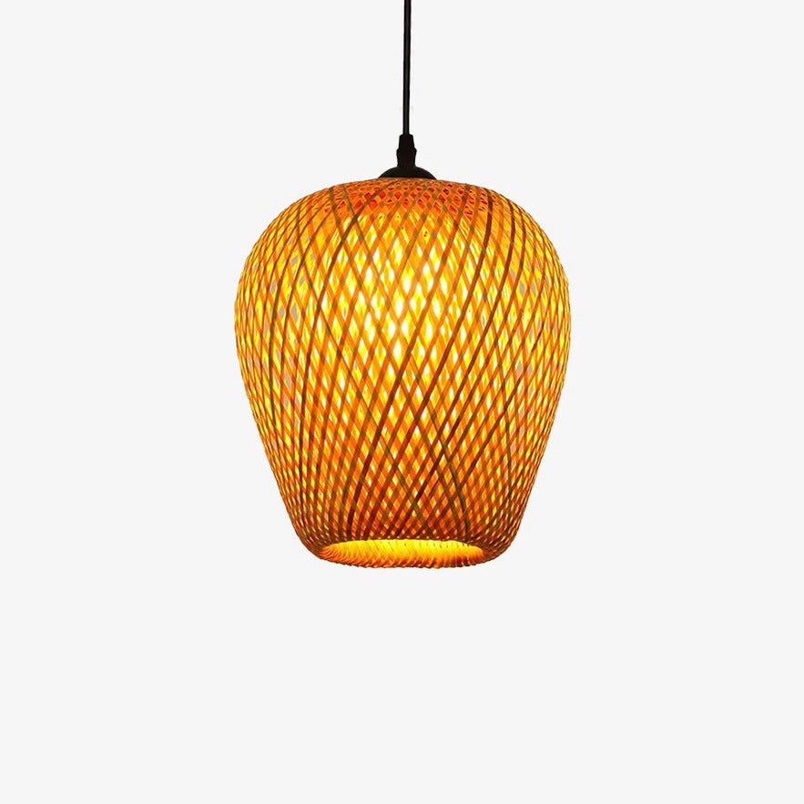 Kelsimor | Gevlochten Bamboe Mand Hanglamp