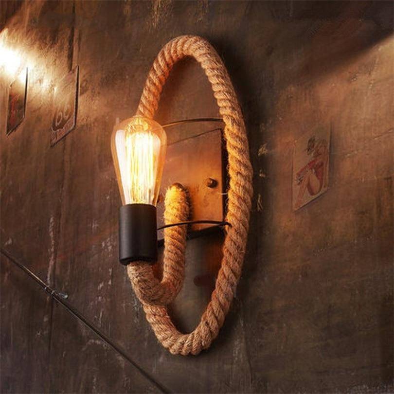 Valthorne | Gedraaide touwsilhouet vintage boog wandlamp