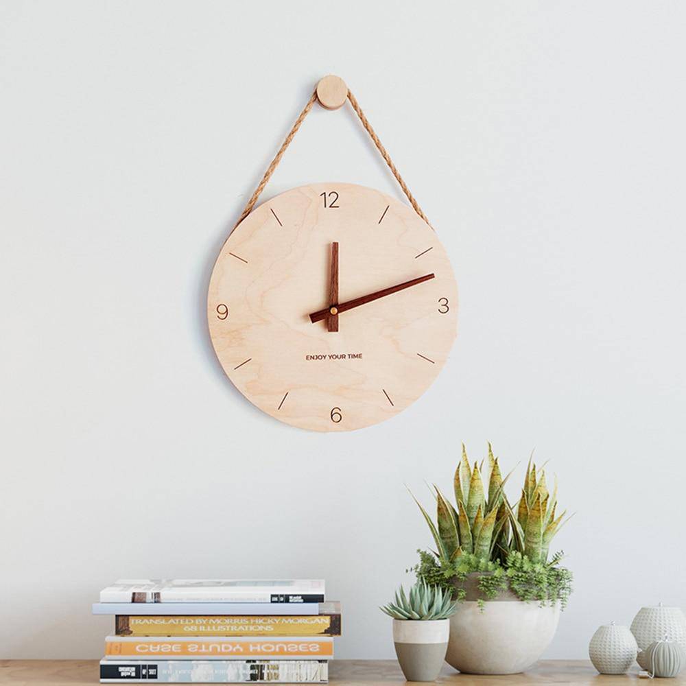 Aelorume | Minimalistische Houten Hangende Ronde Wandklok