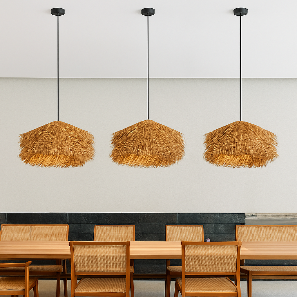 Kelvington | Rotan getextureerde mandweefsel retro silhouet hanglamp