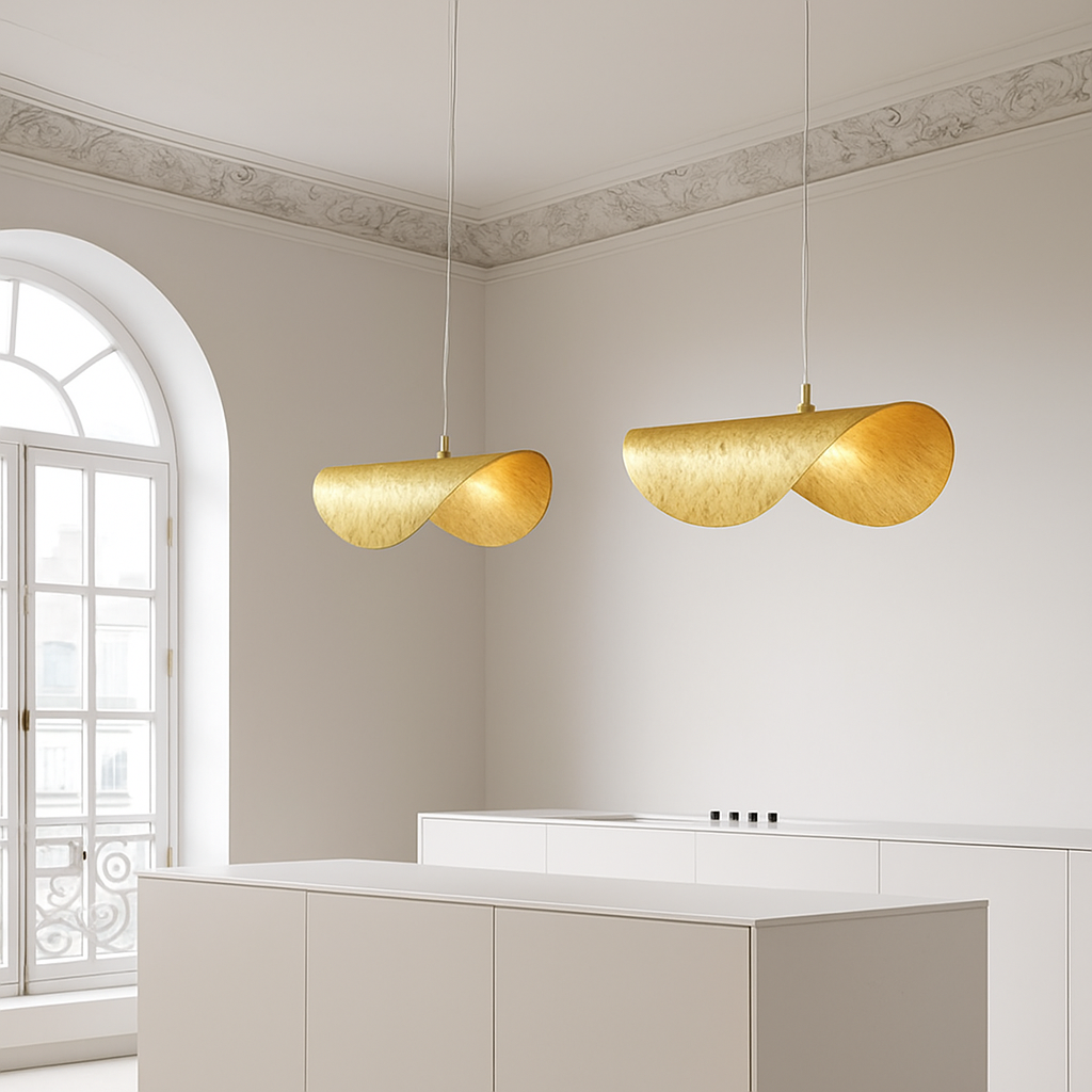 Kelsomyr | Gestructureerde Lotusbladvorm Retro Hanglamp