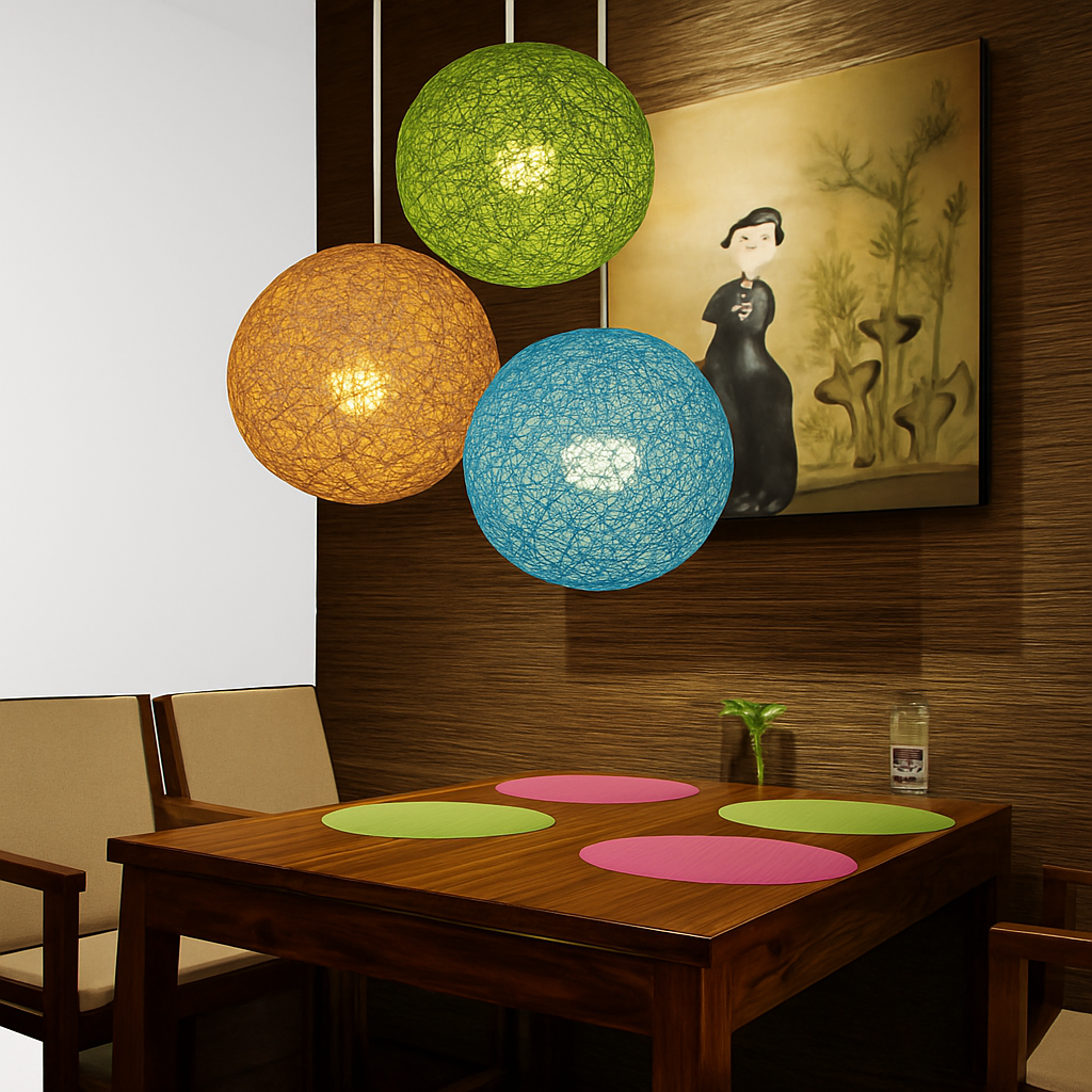 Verithon | Elegante Rieten Papieren Cocooning Bol Hanglamp