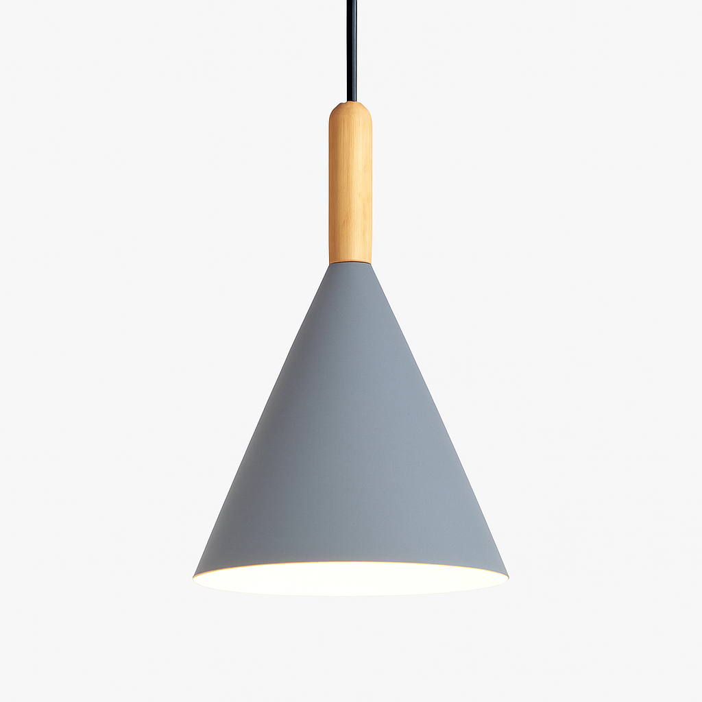 Zerimar | Moderne kegelvormige metalen en houten hanglamp