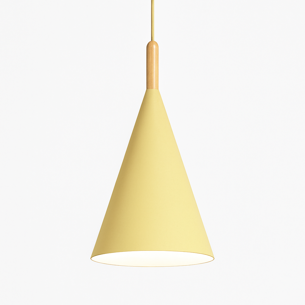 Zerimar | Moderne kegelvormige metalen en houten hanglamp