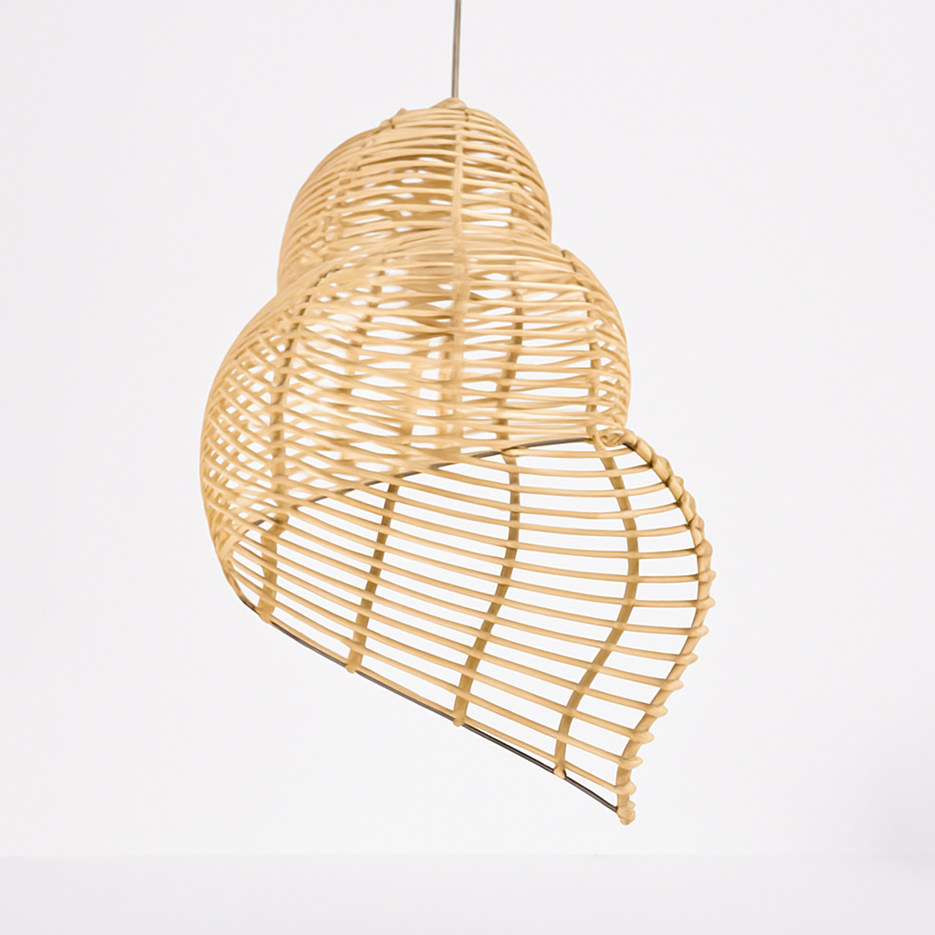 Threllon | Spiraalschelp handgemaakte houten hanglamp