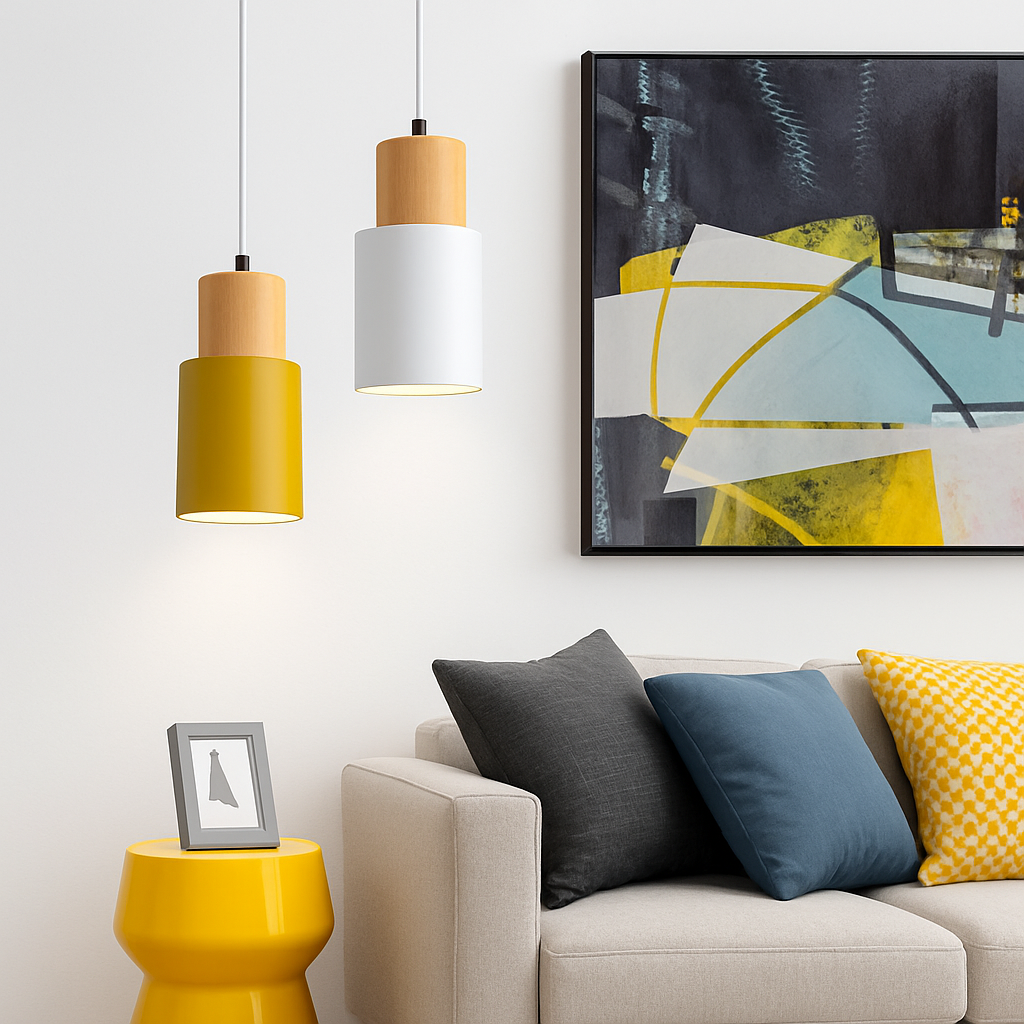 Zeralyon | Noordse Cilindrische Houten en Metalen Hanglamp