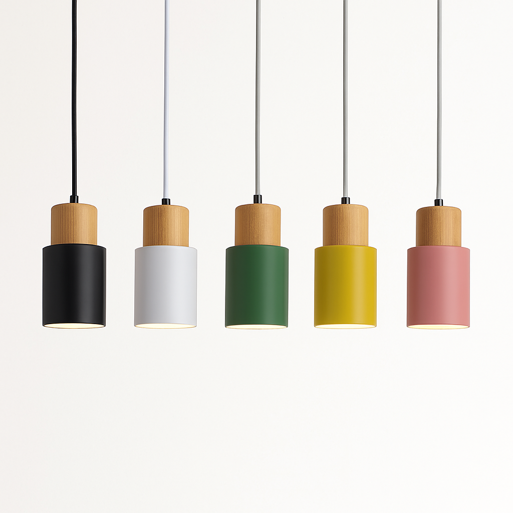 Zeralyon | Noordse Cilindrische Houten en Metalen Hanglamp