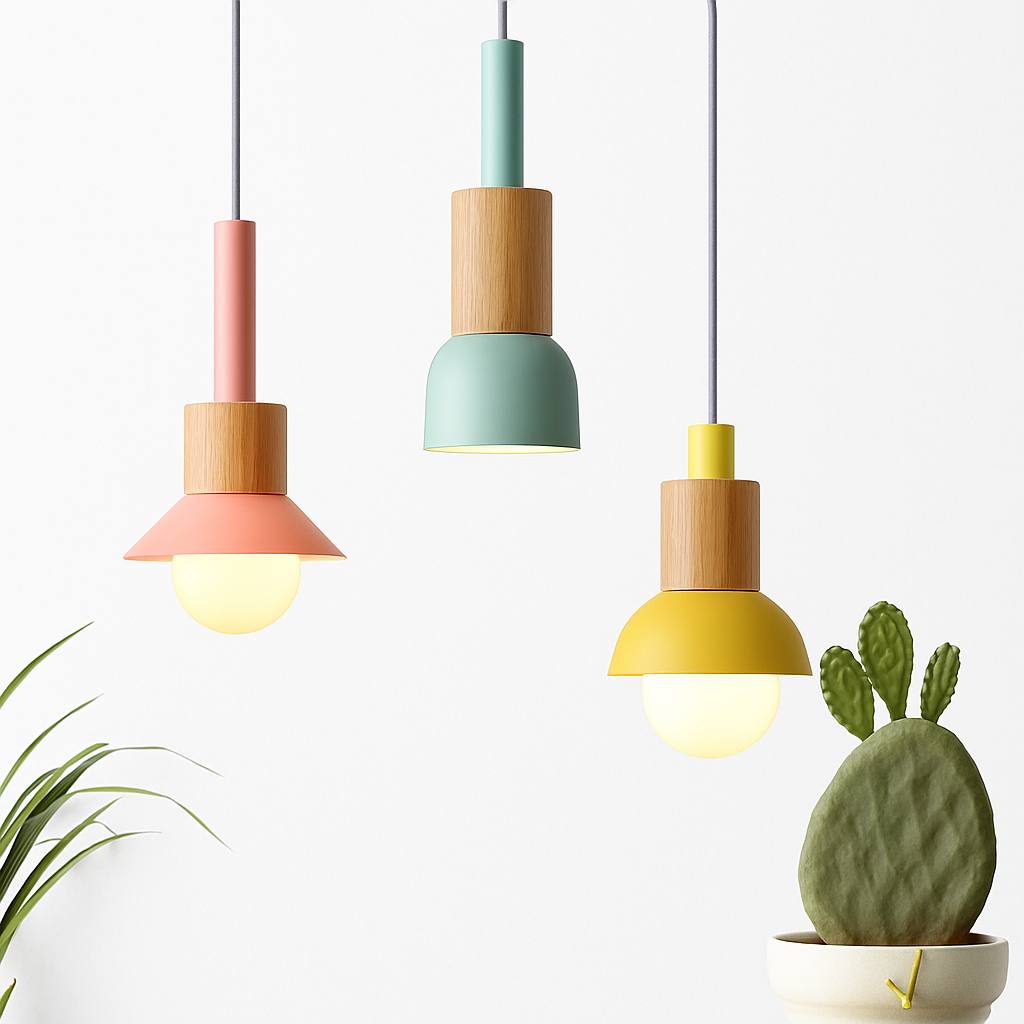 Briventa | Noordse Geometrische Houten Metalen Moderne Hanglamp Plafondlamp