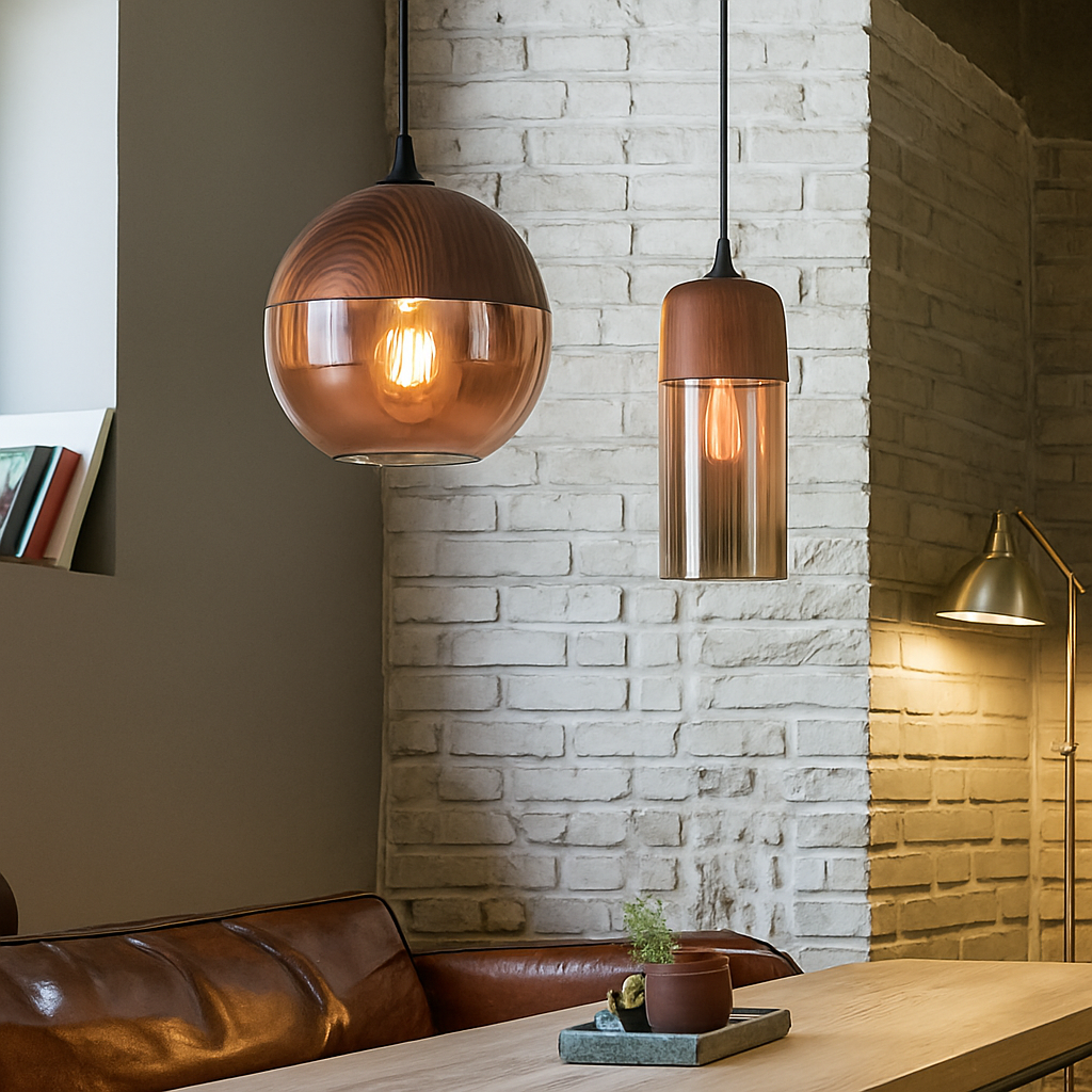 Veraliq | Retro Loft Hout Glazen Art Deco Hanglamp