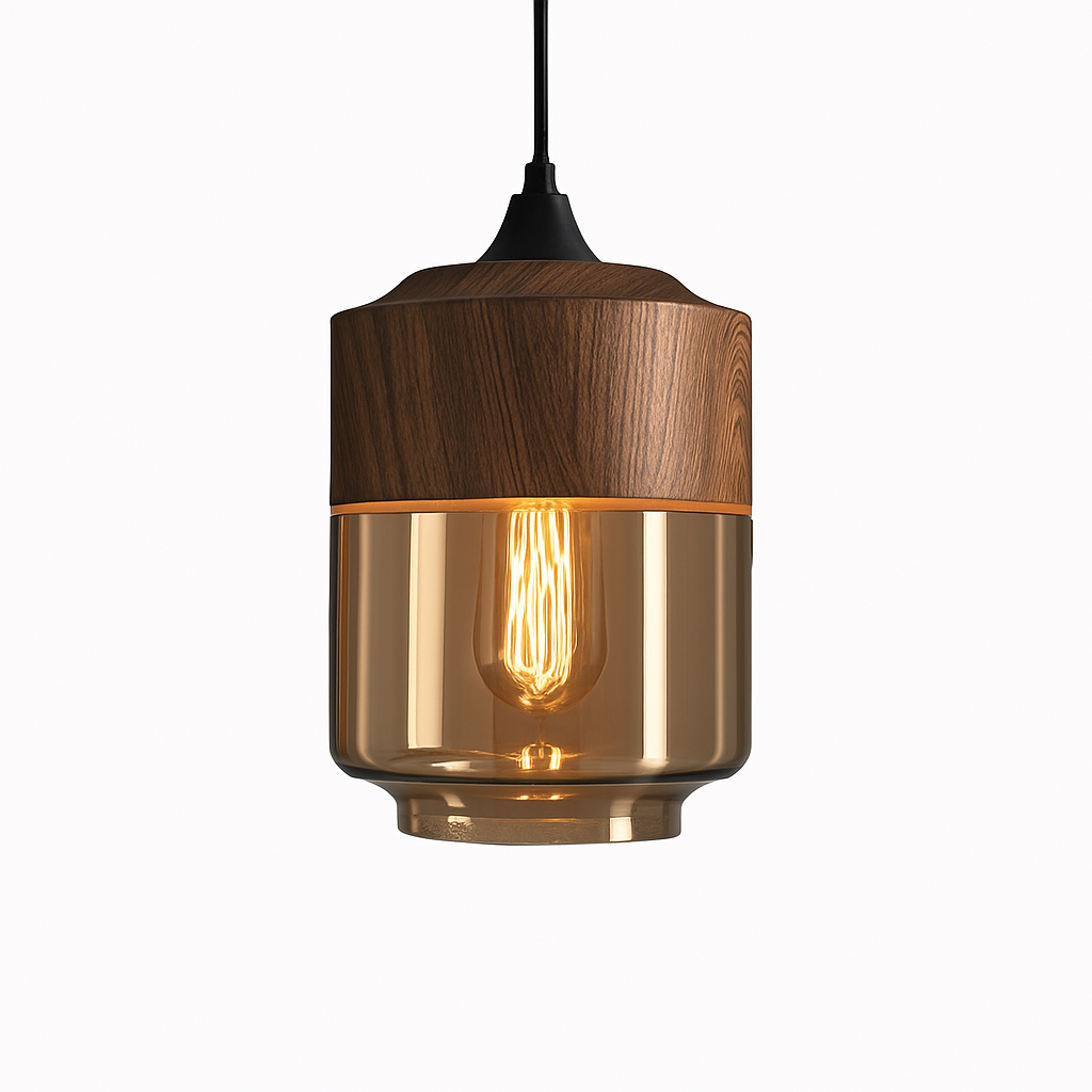 Veraliq | Retro Loft Hout Glazen Art Deco Hanglamp