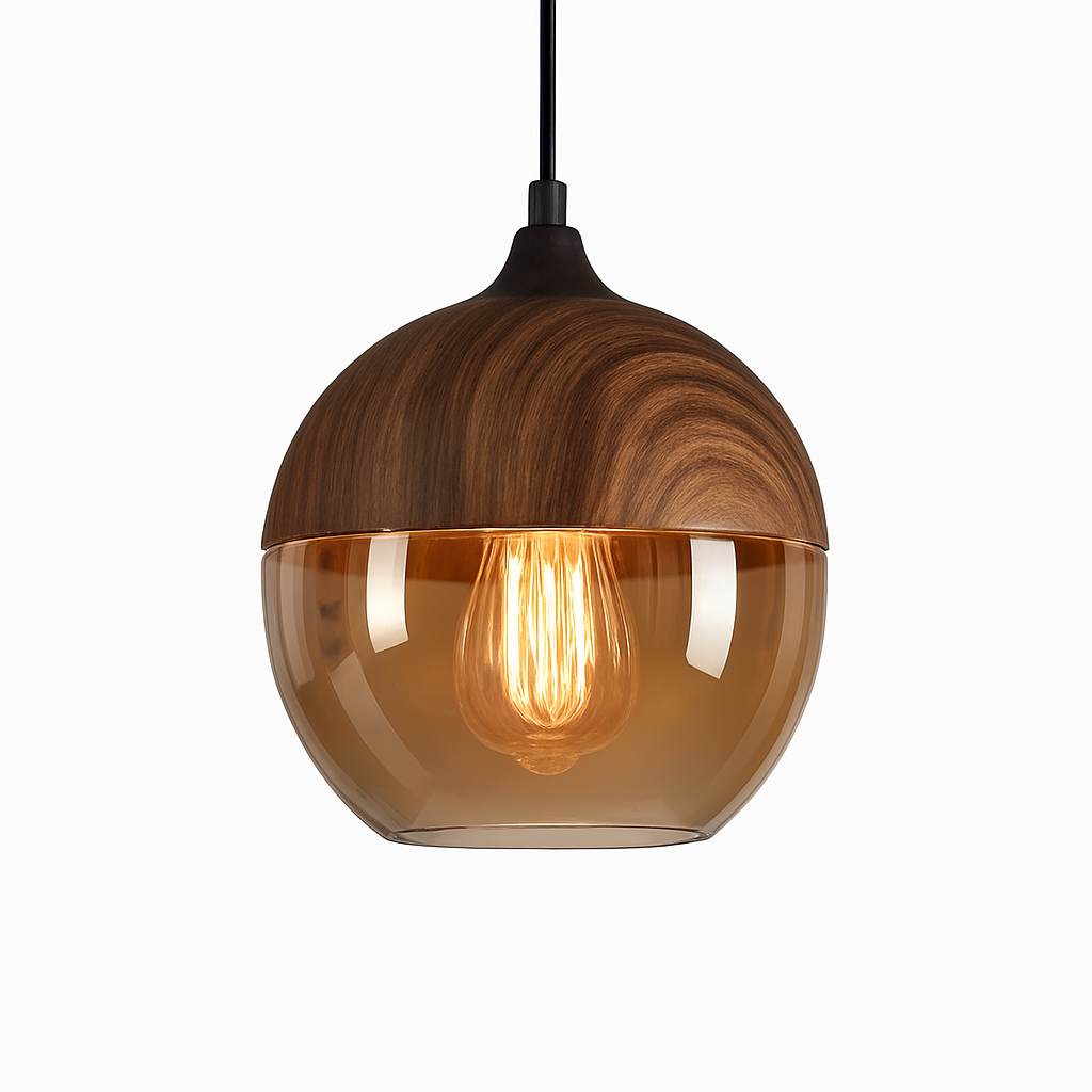 Veraliq | Retro Loft Hout Glazen Art Deco Hanglamp