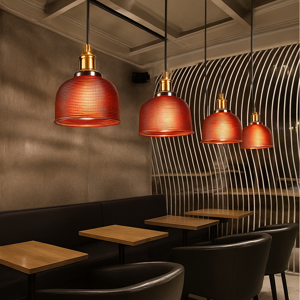 Velrynda | Gestructureerd glas industriële kom hanglamp