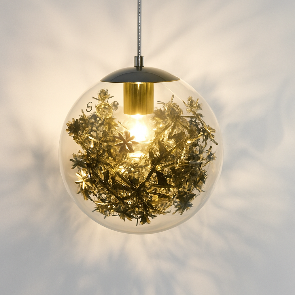 Kendroma | Sierlijke Glazen Bol Cluster Hanglamp met Metalen Bladeren