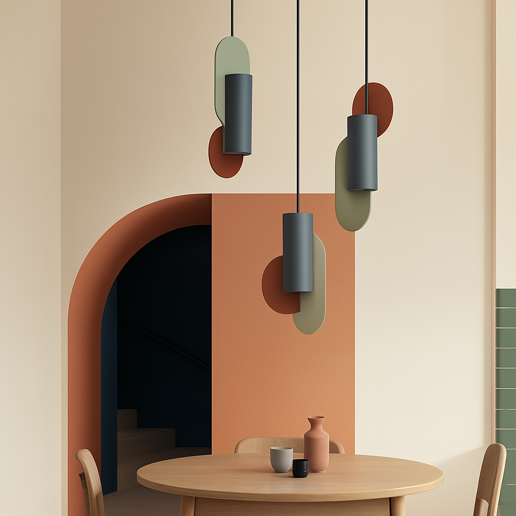 Veldoran | Levendige cilindrische artistieke totem geïnspireerde sculpturale hanglamp