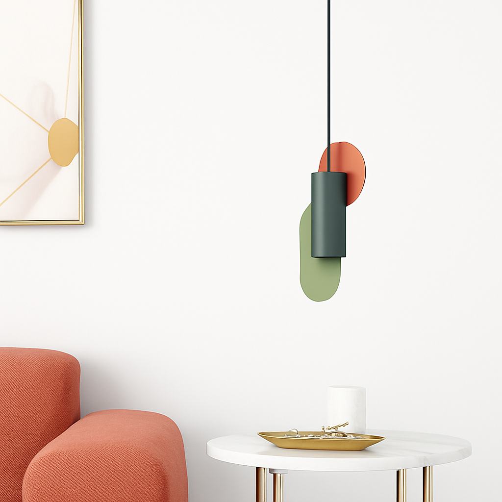 Veldoran | Levendige cilindrische artistieke totem geïnspireerde sculpturale hanglamp