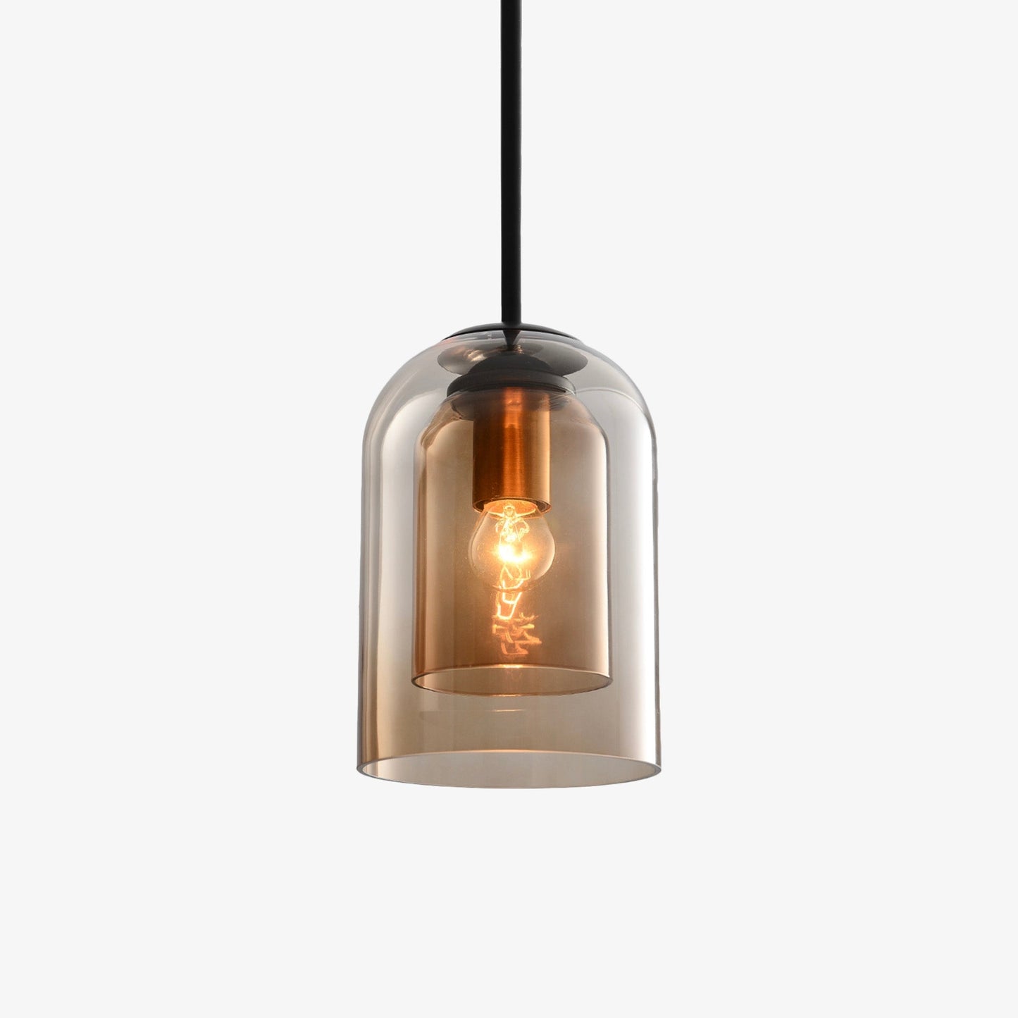 Mirevalo | Afgeronde Tubulaire Dubbele Gebrande Glazen Moderne Hanglamp