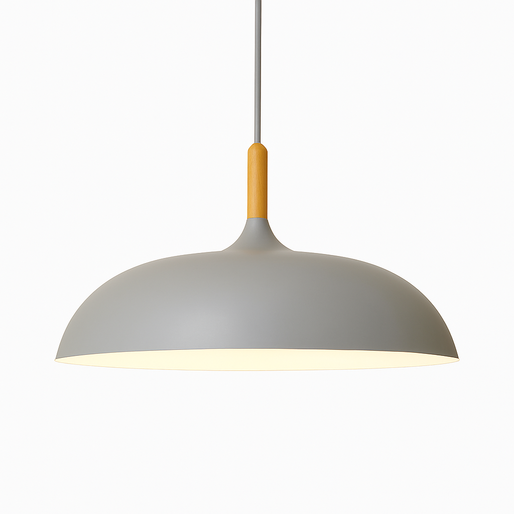 Verdyne | Moderne aluminium hanglamp met houten steel