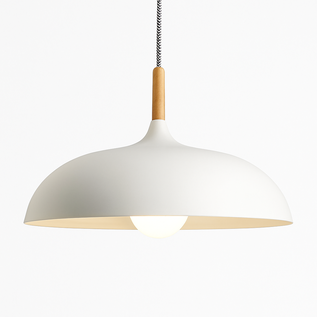 Verdyne | Moderne aluminium hanglamp met houten steel