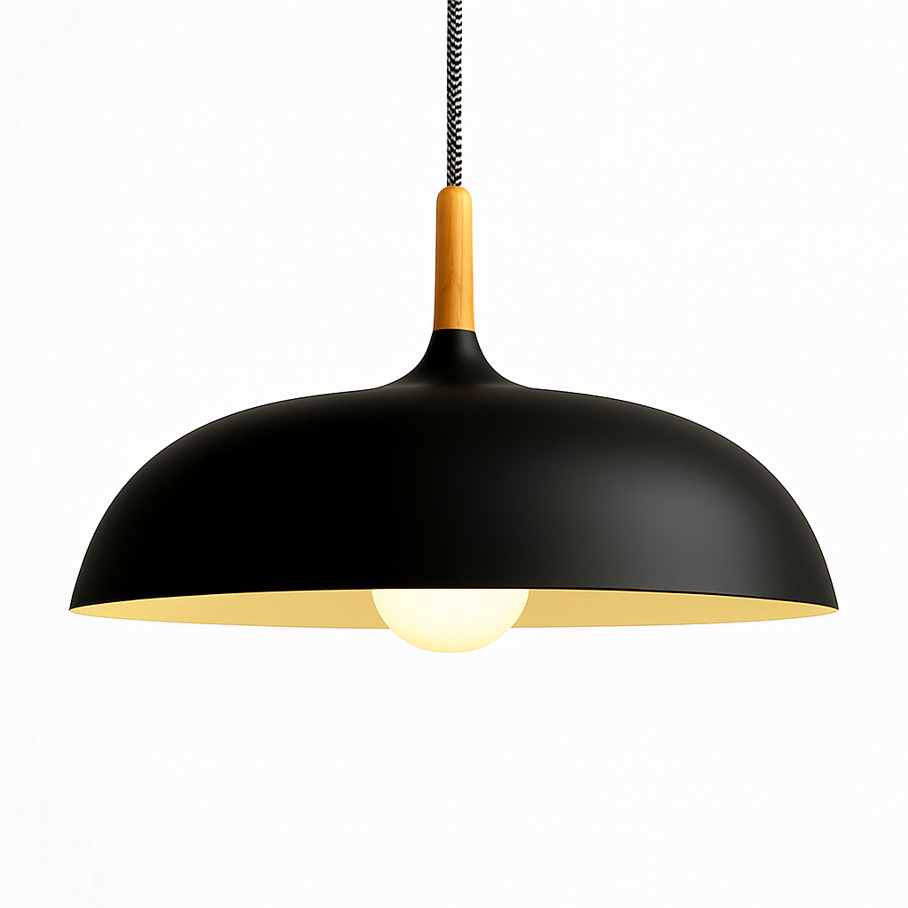 Verdyne | Moderne aluminium hanglamp met houten steel