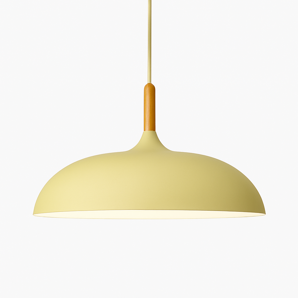 Verdyne | Moderne aluminium hanglamp met houten steel