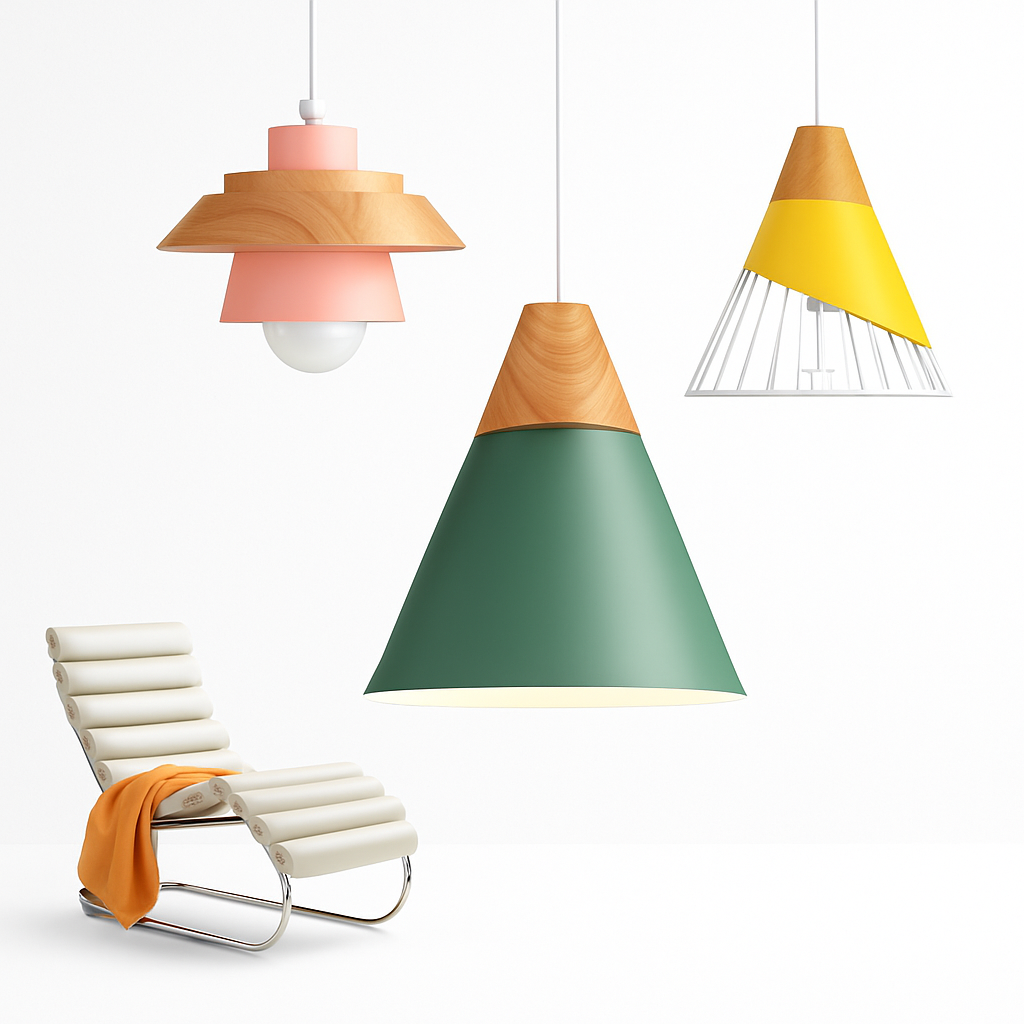 Virelo | Moderne Noordse metalen en houten hanglamp