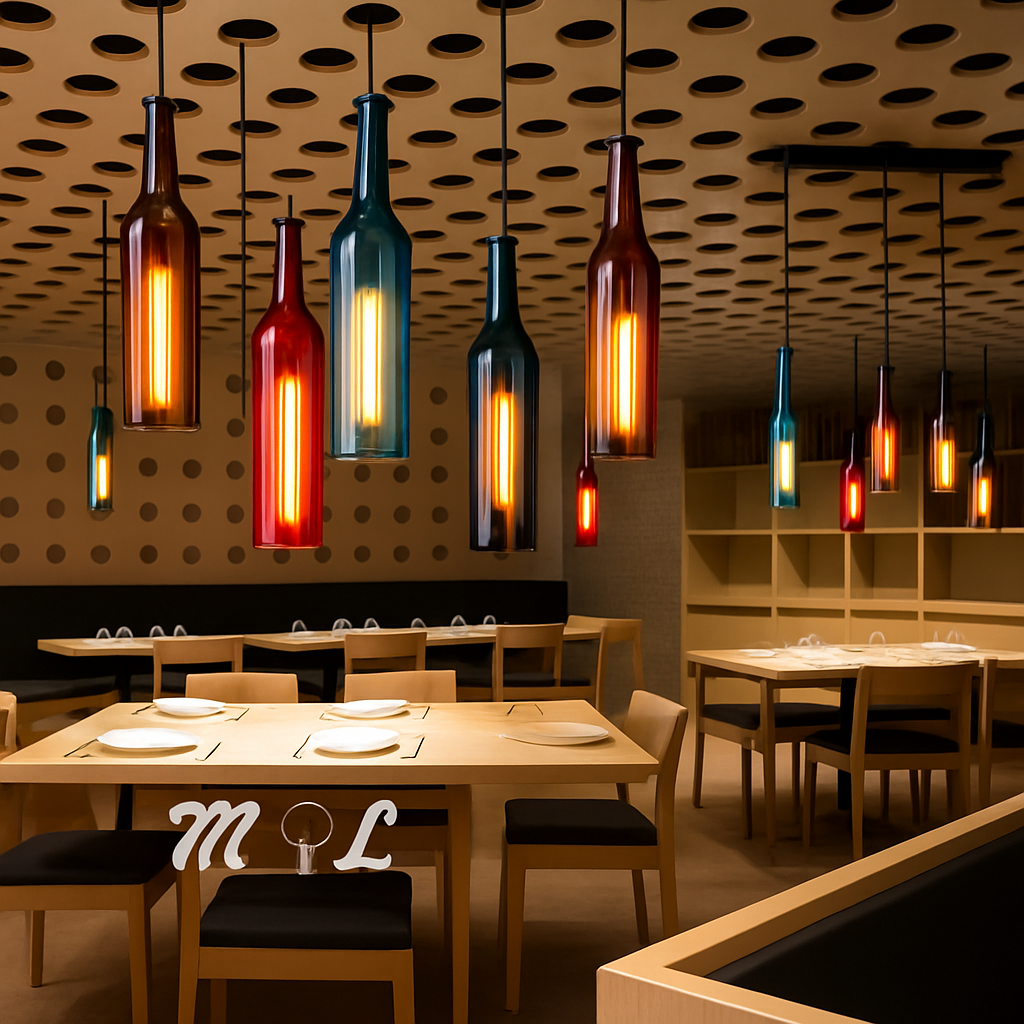 Vireloft | Gesculpteerde Wijnfles Glazen Art Deco Hanglamp