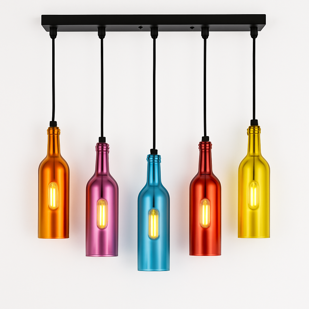 Vireloft | Gesculpteerde Wijnfles Glazen Art Deco Hanglamp