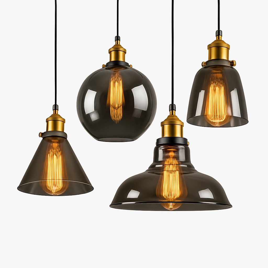 Velryth | Vintage Getint Glazen Hanglamp Met Gebogen Silhouet