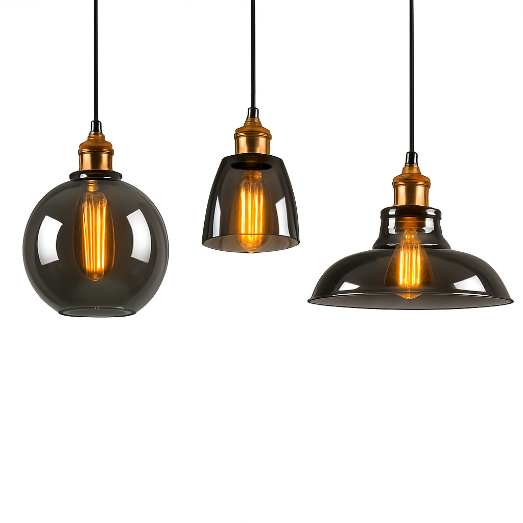 Velryth | Vintage Getint Glazen Hanglamp Met Gebogen Silhouet