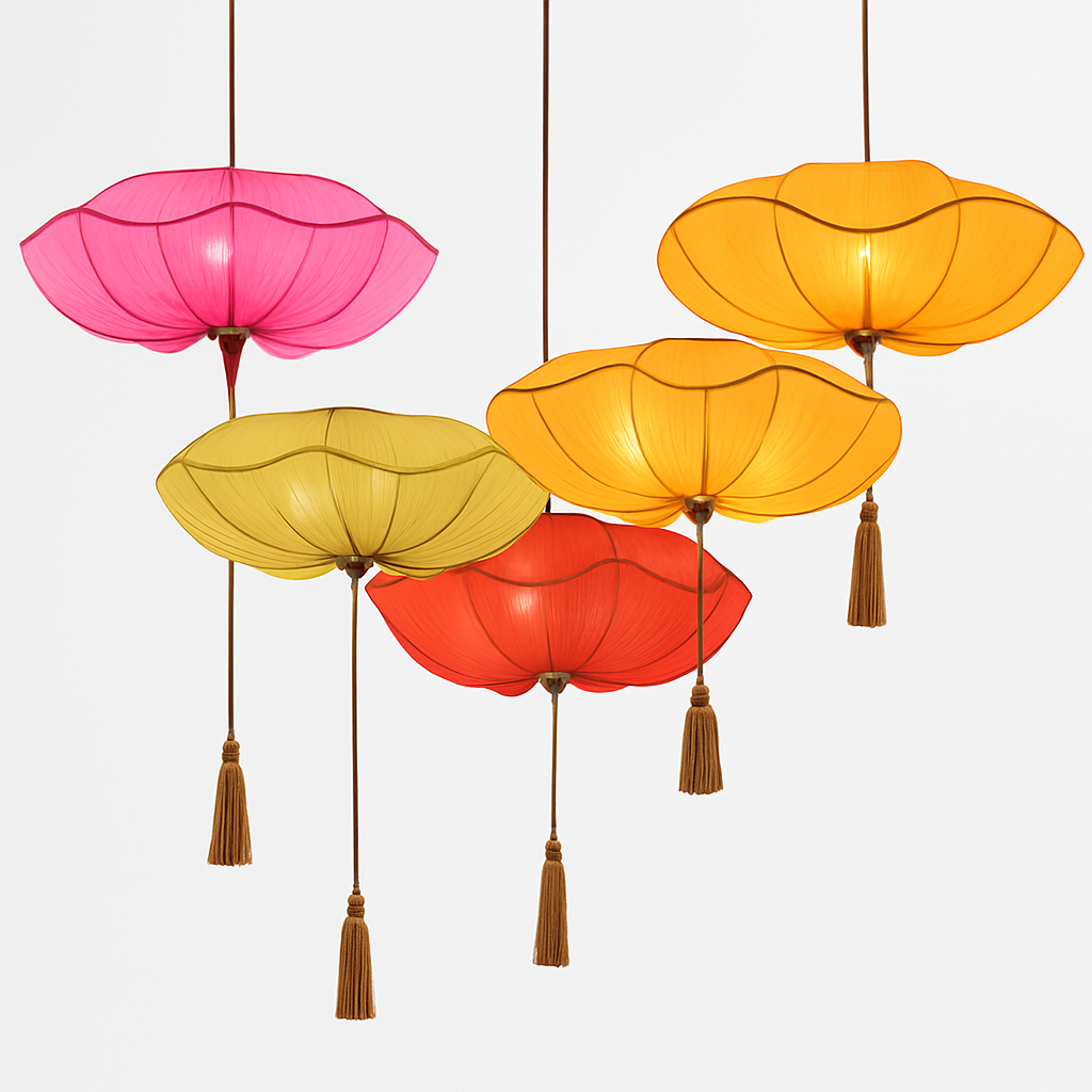 Vaelisis | Geplooide Stoffen Lotus Silhouet Hanglamp