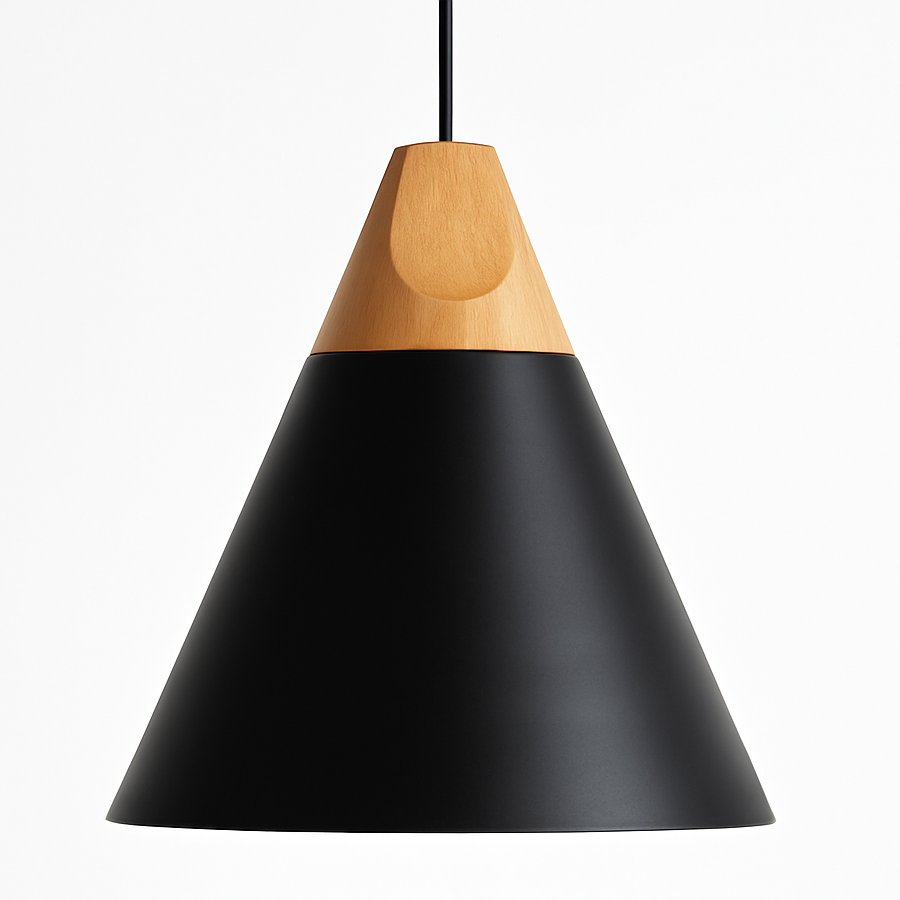 Zerivox | Moderne Houten en Aluminium Kegel Hanglamp