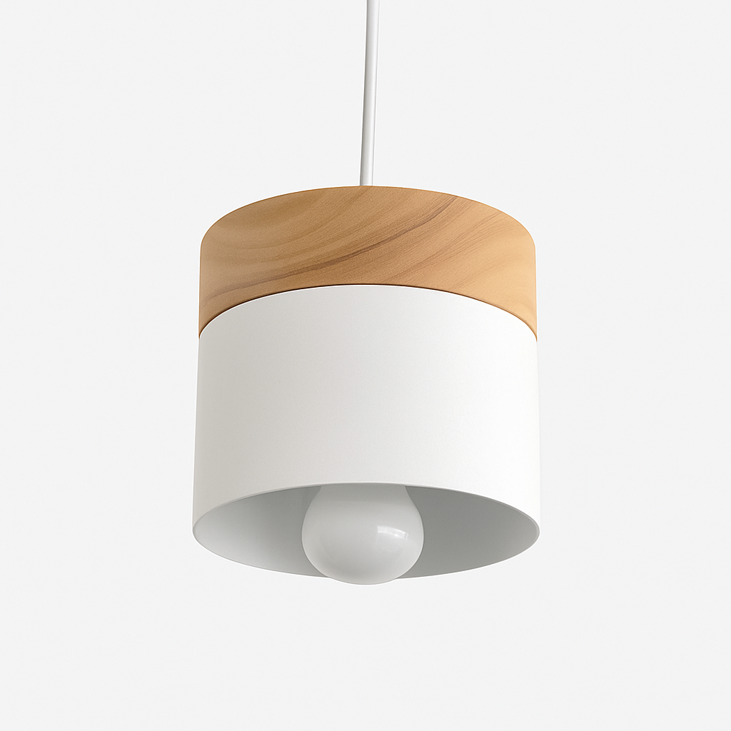 Veldrin | Scandinavische Cilindrische Metalen en Houten Hanglamp