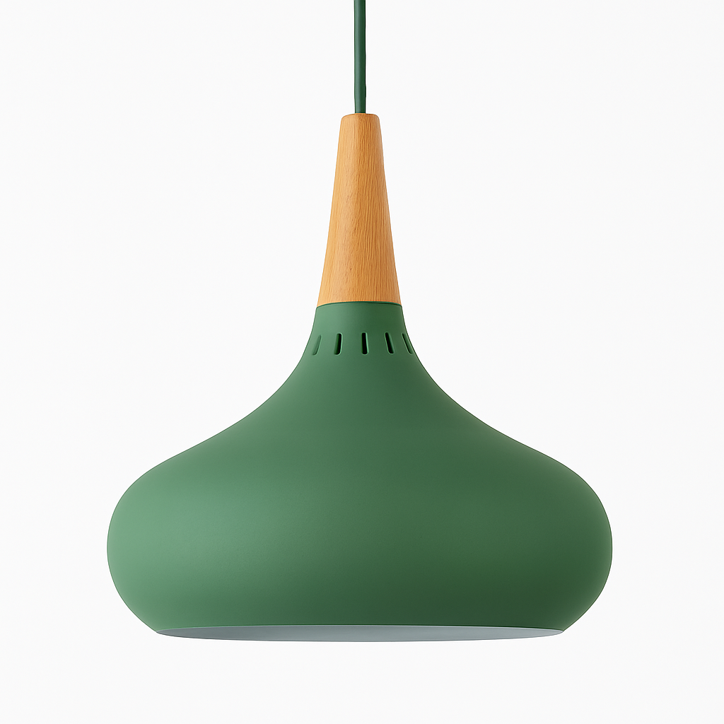 Vireallo| Moderne Houten Steel Metalen Koepel Loft Hanglamp