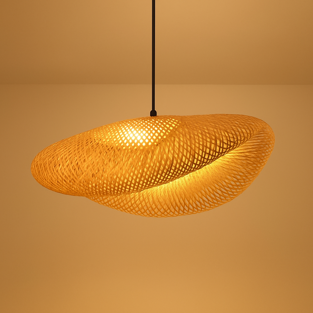 Varengis | Handgeweven Rotan Strohoed Silhouet Bamboe Hanglamp