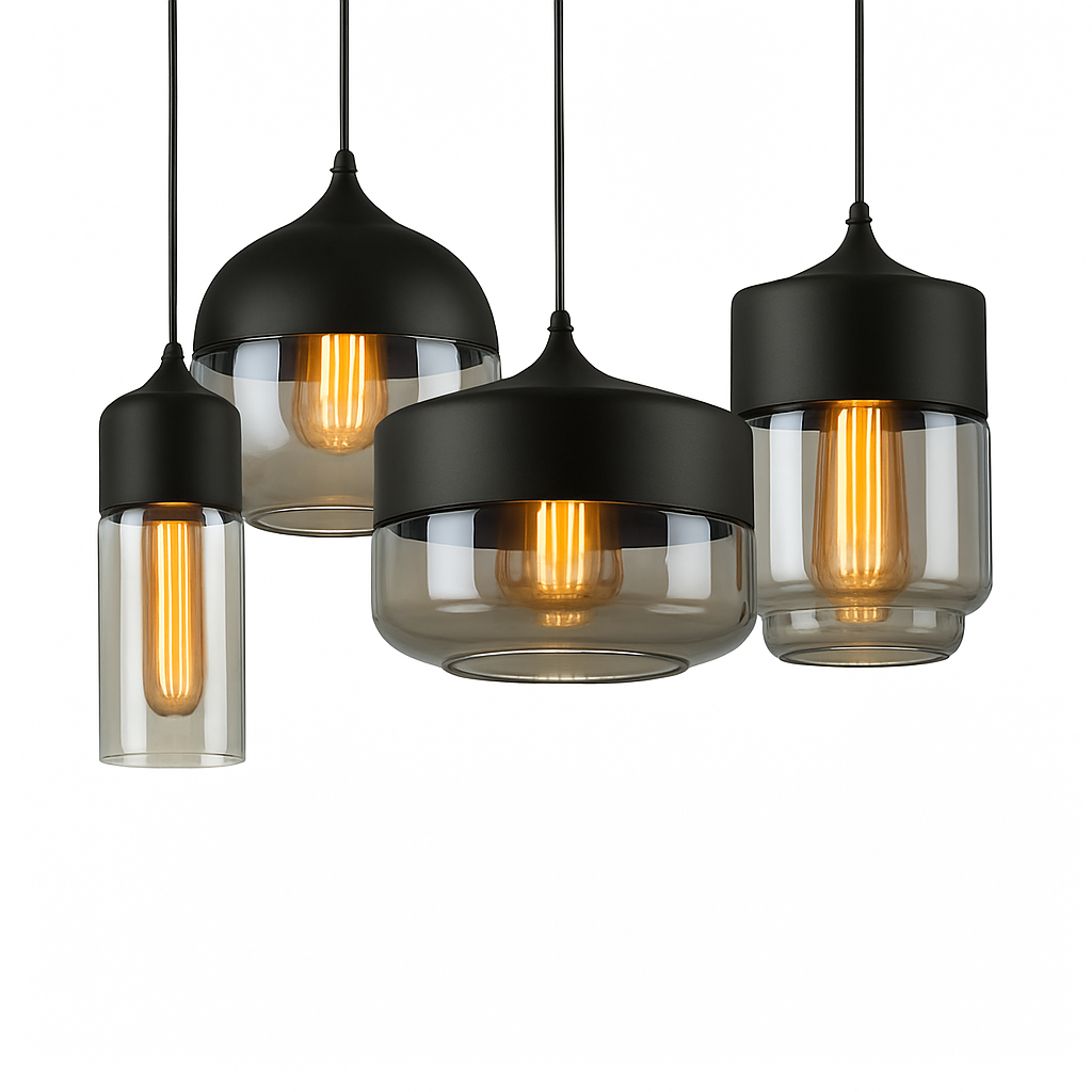 Verphine | Moderne Industriële Glazen Metalen Loft Hanglamp