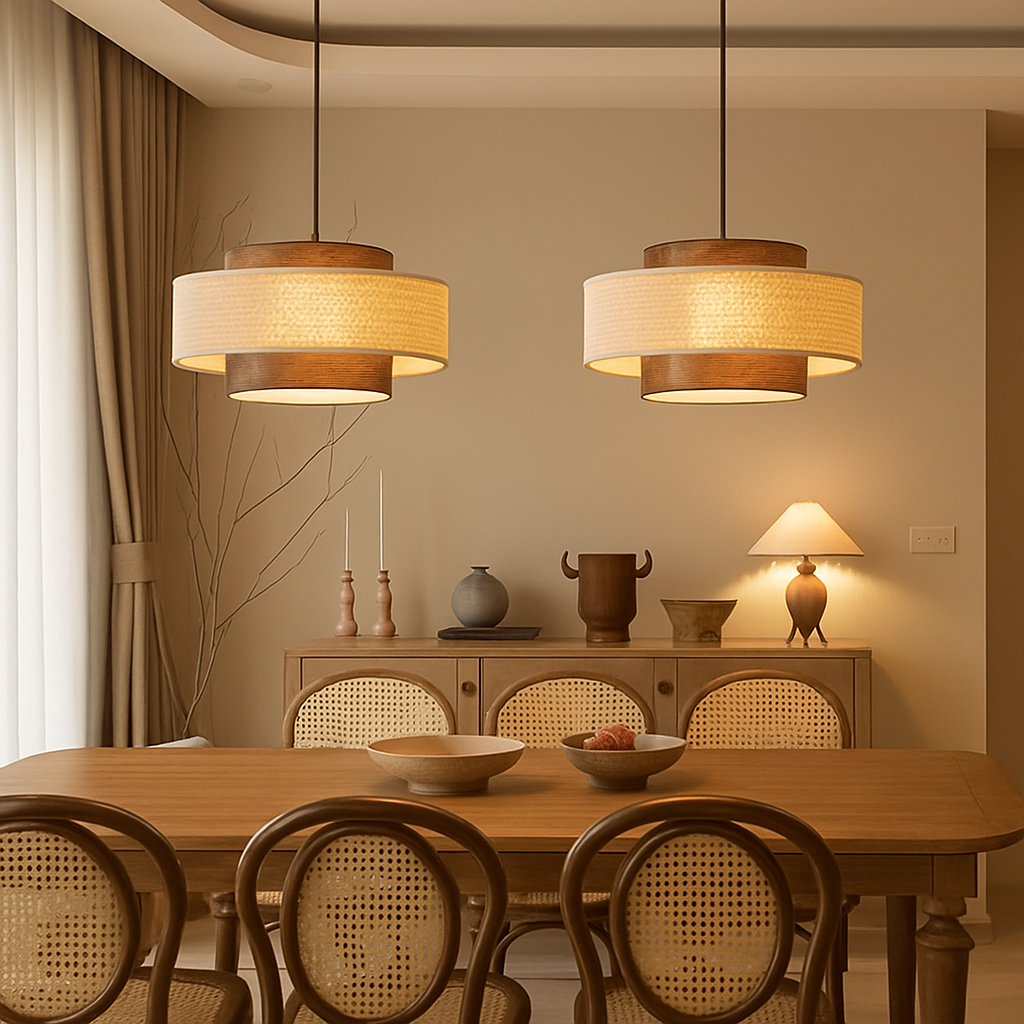 Belphira | Retro Koepelvormige Rieten Mand Hanglamp