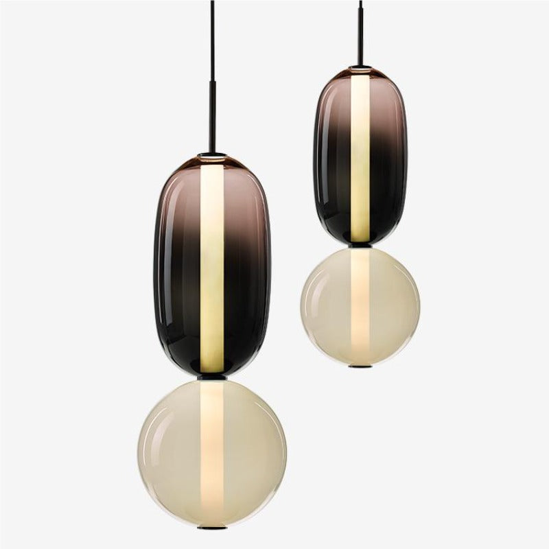 Alvura | Moderne Elliptische Laagvormige Kunstzinnige Glazen Hanglamp