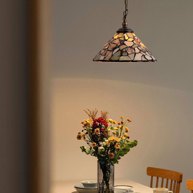 Luvidorse | Mozaïek Glas-in-lood Conische Hanglamp