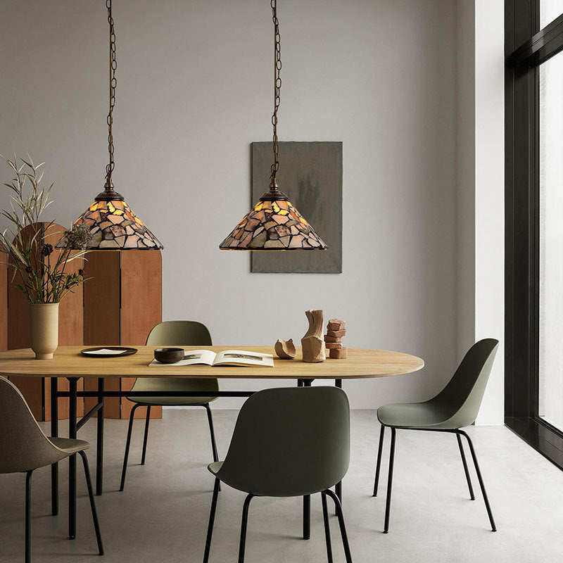 Luvidorse | Mozaïek Glas-in-lood Conische Hanglamp