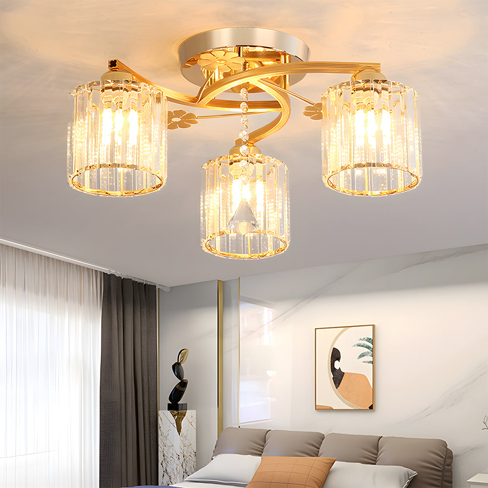 Celestia | Luxe Kristallen Cilinder Semi-Plafondlamp
