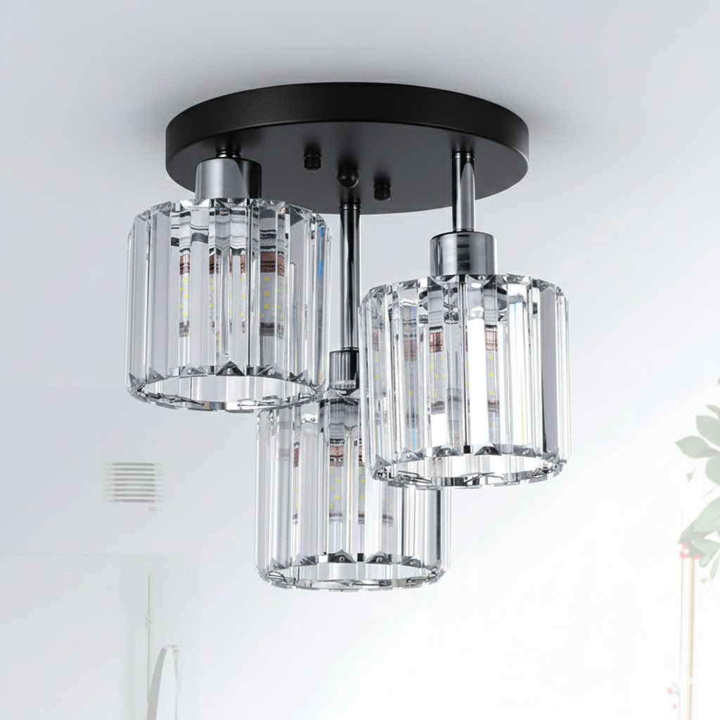 Luminera | Elegante Kristallen Glazen Semi-Plafondlamp