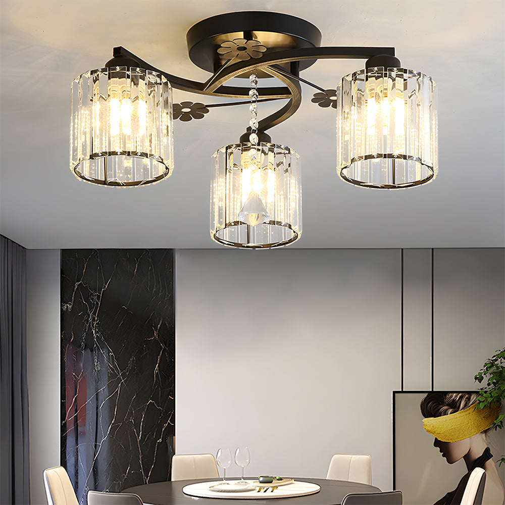 Celestia | Luxe Kristallen Cilinder Semi-Plafondlamp